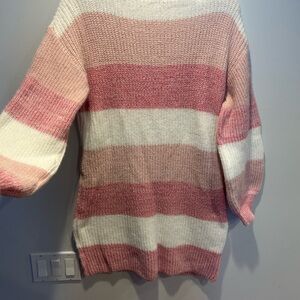 Striped Pink and White Women's Sweater